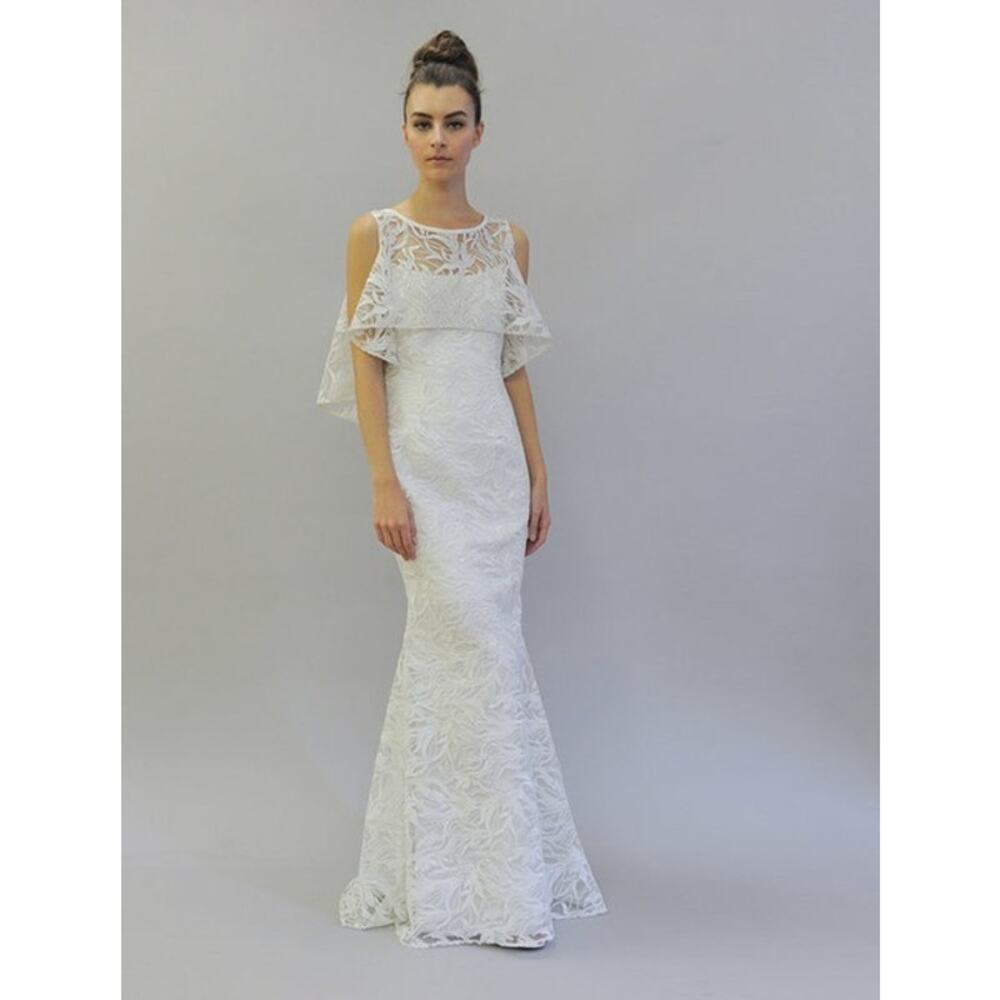Austin Scarlett Nadine E017 White Lace Wedding Dress + Cape Jacket Formal 10